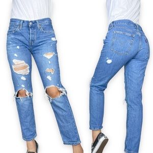Levi’s Premium 501 Tapered Distressed Jeans Size W27 L28